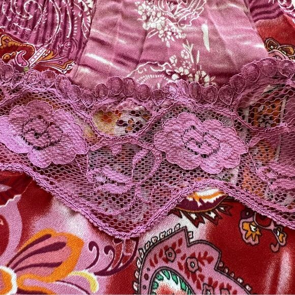 New York City Designs Bell Sleeve Lace Ruffle Colorful Button Y2K Fairy Blouse - Picture 12 of 12